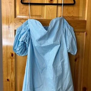 MARBLE Light Blue Off-Shoulder Mini Dress